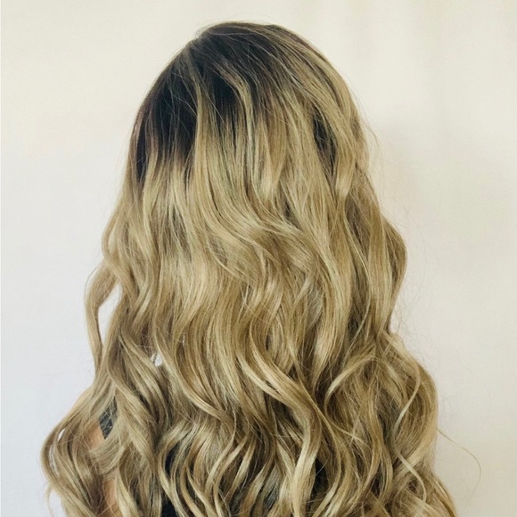 Very Pretty 28” Ombre Ash Brown Premium Fiber Lace Front Wig - Picture 7 of 8